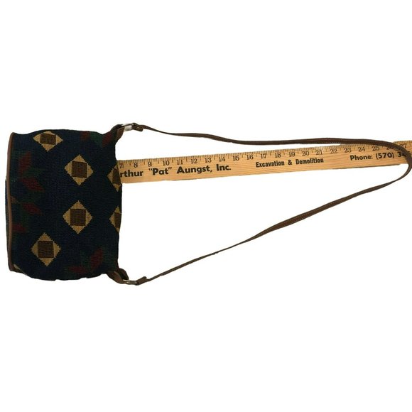 Accessories Unlimited Aztec Pattern Needlpoint Crossbody Purse Double Zip - Picture 9 of 11